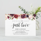 Rustikaler Burgunder Blumenfreund Empfang lädt ein Einladung (Stehend Vorderseite)