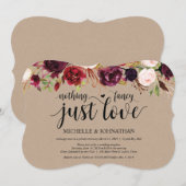 Rustikaler Burgunder Blumenfreund Empfang lädt ein Einladung (Vorne/Hinten)