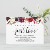 Rustikaler Burgunder Blumenfreund Empfang lädt ein Einladung (Stehend Vorderseite)