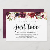 Rustikaler Burgunder Blumenfreund Empfang lädt ein Einladung (Vorne/Hinten)