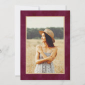 Rustikaler Burgunder erröten Einladung (Rückseite)