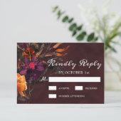 Rustikaler Burgunder Lila Fall von Roter Orange RSVP Karte (Stehend Vorderseite)