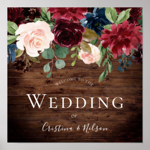 Rustikaler Burgunder Roter Wein Begrüßungszeichen Poster