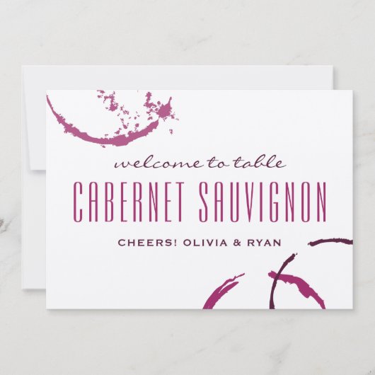 Rustikaler Burgunder Weinstain Name Hochzeitstisch Einladung (Vorderseite)