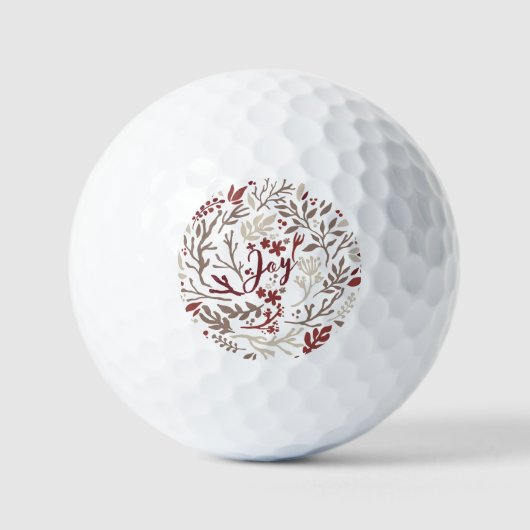 Rustikaler Burgundy Foliage Freude Weihnachtsurlau Golfball (Vorderseite)