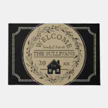 Rustikaler Burlap | Black Wreath House WELCOME Nam