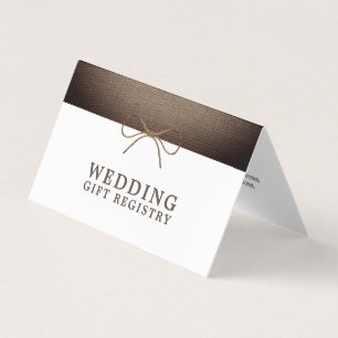 Rustikaler Burlap-Bogen mit Foto-Geschenkgutschein Visitenkarten