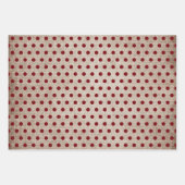 Rustikaler Burlap Burgundy Polka Dots Streifen fes Geschenkpapier Set (Vorderseite 2)