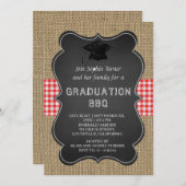 Rustikaler Burlap Chalkboard ABSCHLUSS GRILLEN Einladung (Vorne/Hinten)