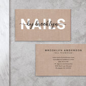 Rustikaler Burlap-Foto Typografie Nail Artist Visitenkarte