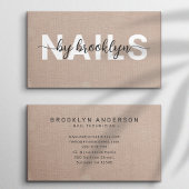 Rustikaler Burlap-Foto Typografie Nail Artist Visitenkarte