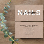 Rustikaler Burlap-Foto Typografie Nail Artist Visitenkarte