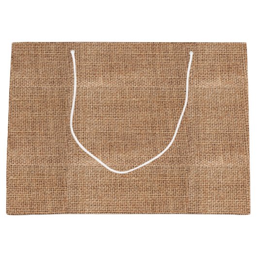 Rustikaler Burlap Große Geschenktüte (Vorderseite)