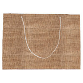Rustikaler Burlap Große Geschenktüte (Rückseite)