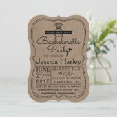 Rustikaler Burlap-Junggeselinnen-Abschied Einladung (Stehend Vorderseite)