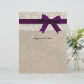 Rustikaler Burlap Lace Plane Ribbon Letterhead (Stehend Vorderseite)