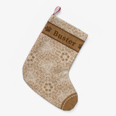 Rustikaler Burlap & Lace Snowflake Personalisiert Kleiner Weihnachtsstrumpf (Vorderansicht (hängend))