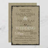 Rustikaler Burlap Look Hochzeitssache 12x18 Einladung (Vorne/Hinten)