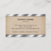 Rustikaler Burlap Metallic Jesus Christus Cross Pa Visitenkarte (Rückseite)