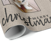 Rustikaler Burlap mit einem quadratischen Foto Geschenkpapier (Rolleneckpunkt)