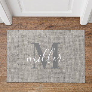 Rustikaler Burlap Mit Monogramm Familienname Doorm Fußmatte