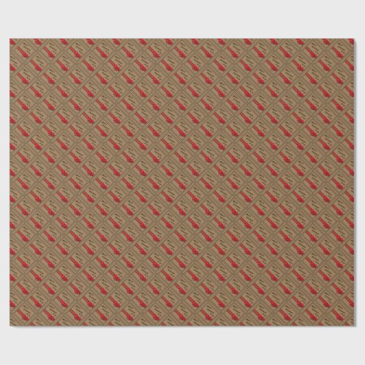 Rustikaler Burlap mit Red Trim Frohe Weihnachten Geschenkpapier (Flach)