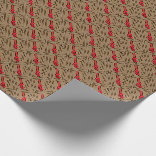Rustikaler Burlap mit Red Trim Frohe Weihnachten Geschenkpapier (Ecke)