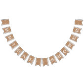 Rustikaler Burlap Sack mit weißer Spitze. Brautpar Wimpelkette (Alle)