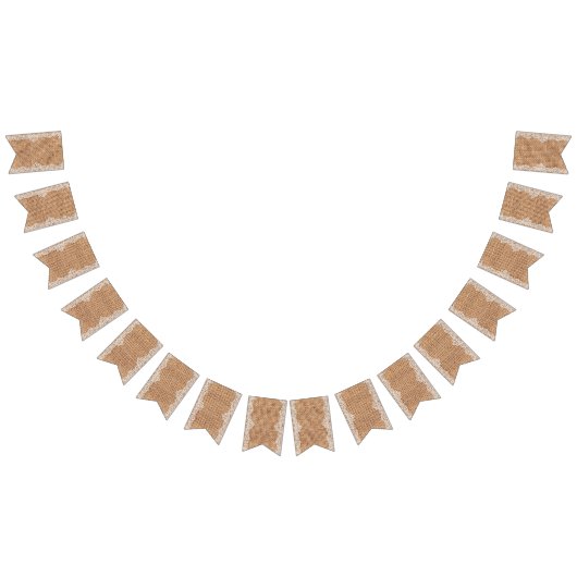 Rustikaler Burlap Sack mit weißer Spitze. Wimpelkette (Alle)