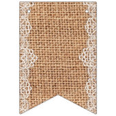 Rustikaler Burlap Sack mit weißer Spitze. Wimpelkette (Zweite Fahne)