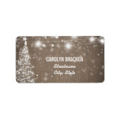 Rustikaler Burlap Schimmering Stars Weihnachtsbaum Adressaufkleber (Vorne)