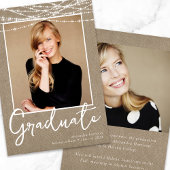 Rustikaler Burlap String Lights Foto Abschluss Ankündigung