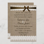 Rustikaler Burlap und Vintage Hochzeitseinladung Einladung (Vorne/Hinten)