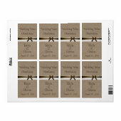 Rustikaler Burlap und Vintages Spitzenweinlabel (Vorne)