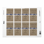 Rustikaler Burlap und Vintages Spitzenweinlabel (Vorne)