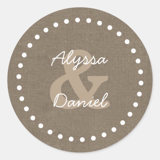 Rustikaler Burlap Wedding Bride Groom A06 mit Punk Runder Aufkleber (Vorderseite)