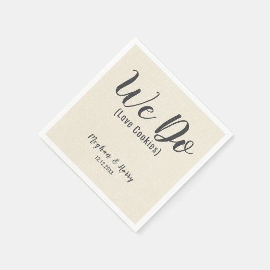 Rustikaler Burlap Wir machen Liebe Cookies maßgesc Serviette (Ecke)