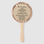 Rustikaler Burlap Wood Lights Hochzeitsprogramm Fa Fächer (Rückseite)