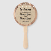 Rustikaler Burlap Wood Lights Hochzeitsprogramm Fa Fächer (Vorderseite)