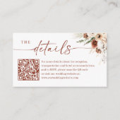 Rustikaler Burnt Orange Wedding Details QR Code Begleitkarte (Vorderseite)