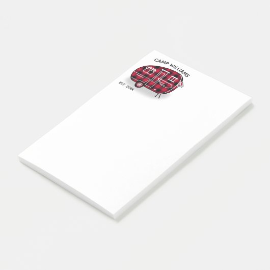 Rustikaler Camper Red Buffalo Kariert Monogramm Na Post-it Klebezettel (angewinkelt)