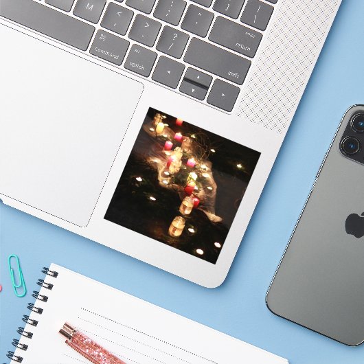 Rustikaler Candlelight Vinyl Sticker - individuell (Laptop mit iPhone)