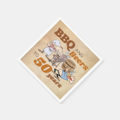 Rustikaler Cartoon GRILLEN und Bier 50. Geburtstag Serviette (Ecke)