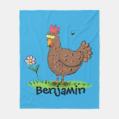 Rustikaler Cartoon-Illustration von Hähnchen Fleecedecke (Vorderseite)