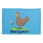 Rustikaler Cartoon-Illustration von Hähnchen Kissenbezug (Rückseite)