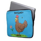 Rustikaler Cartoon-Illustration von Hähnchen Laptopschutzhülle (Vorderseite Links)