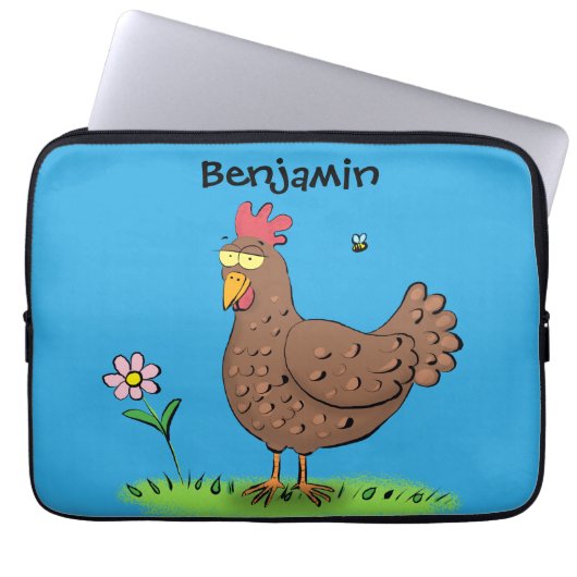 Rustikaler Cartoon-Illustration von Hähnchen Laptopschutzhülle (Vorderseite)