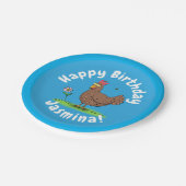 Rustikaler Cartoon-Illustration von Hähnchen Pappteller (Schrägansicht)