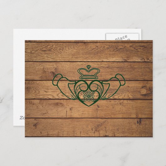 Rustikaler Celtic Claddagh Postkarte (Vorne/Hinten)