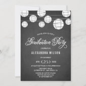 Rustikaler Chalkboard Hanging Lanterns Abschluss Einladung (Vorderseite)